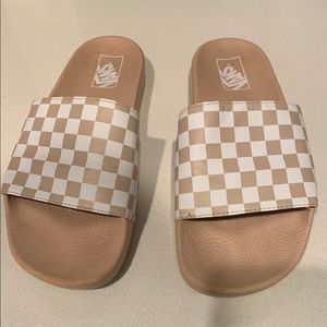 Vans pink checkered slides. Size 10